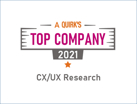 Quirk's Top Company Badge for CX/UX Research
